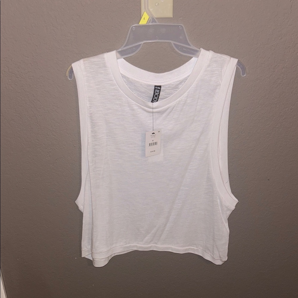 White Sleeveless Cropped Tank Top